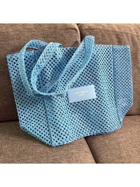 Dolce & Gabbana Light Blue Mesh Beach Tote Bag Blue New Authentic